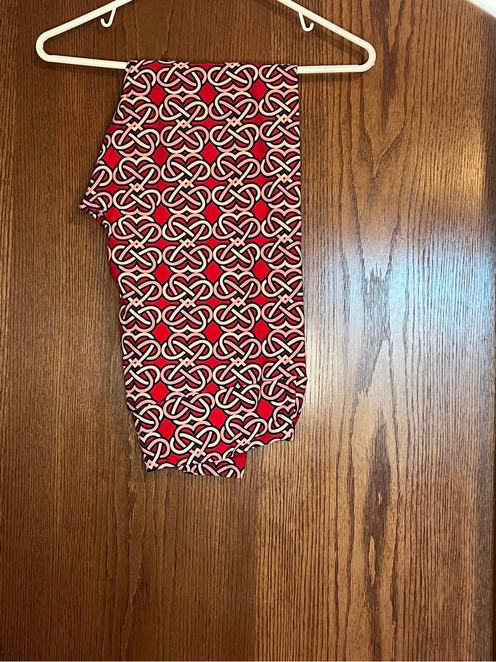 LuLaRoe Red, Black & White Geometric Leggings